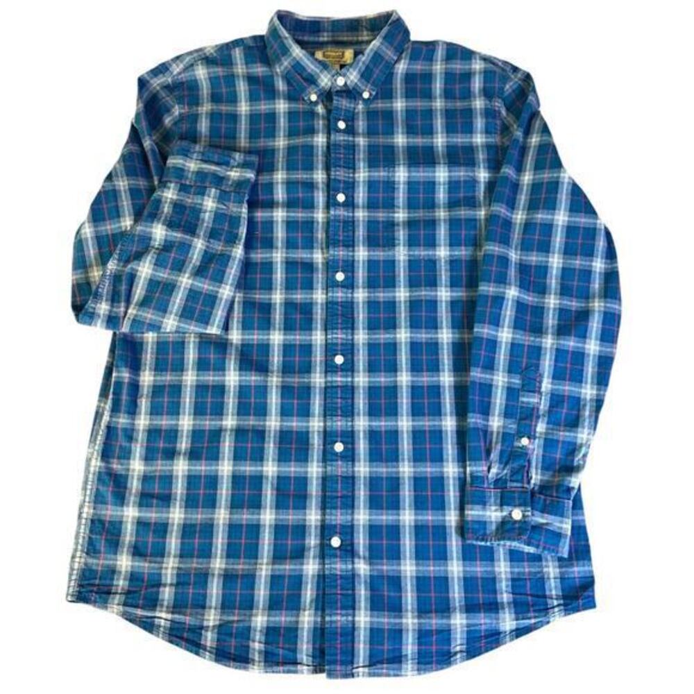 Foundry Supply Comfort Stretch Mens Long Sleeve Blue Plaid B&T Size XLT